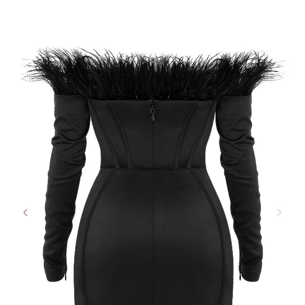 House of CB ADRIANA Black Strapless Feather Corset Dress Sz XS - Picture 3 of 14